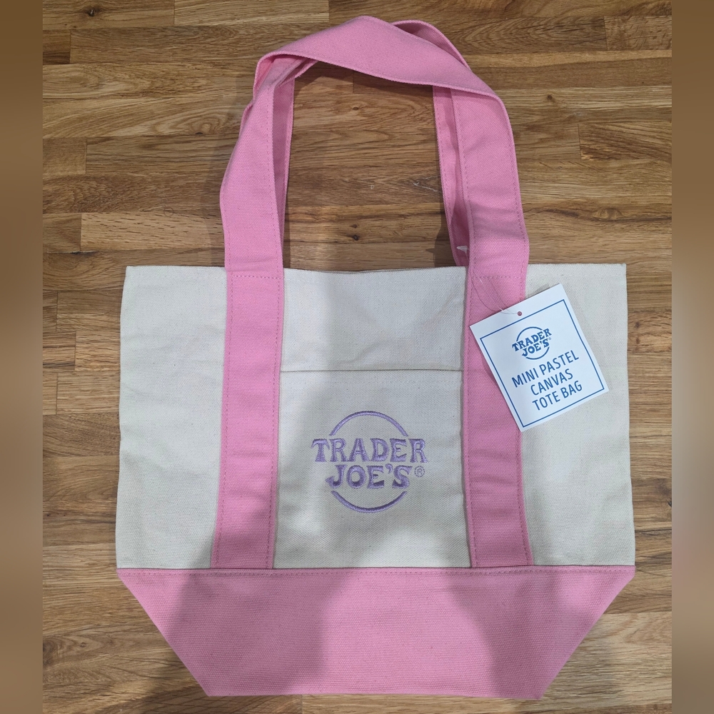 Trader Joes Pink Mini Canvas Tote
